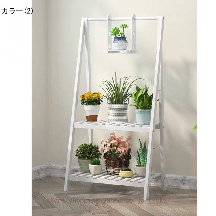 木製プラントスタンド ハンギングロッド 植木鉢棚 屋内 屋外 ガーデンテラス用 フラワーラック 収納 ディスプレイホルダー 自立棚 ガーデンラック_2