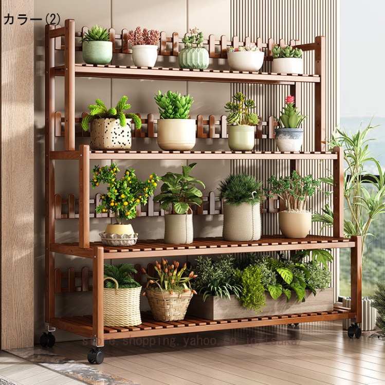 什器　飾り棚　植物棚　ガーデン雑貨 ガーデンラック フラワースタンド 天然竹製 フラワーラック 多肉植物棚