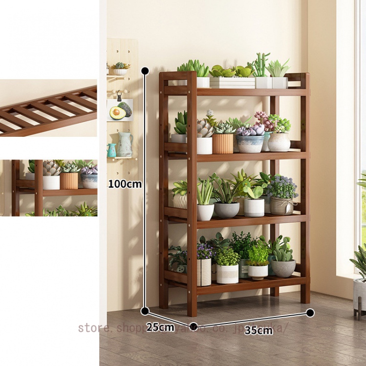 フラワースタンド 室内 屋外 ガーデンラック 4段 天然竹製 フラワー