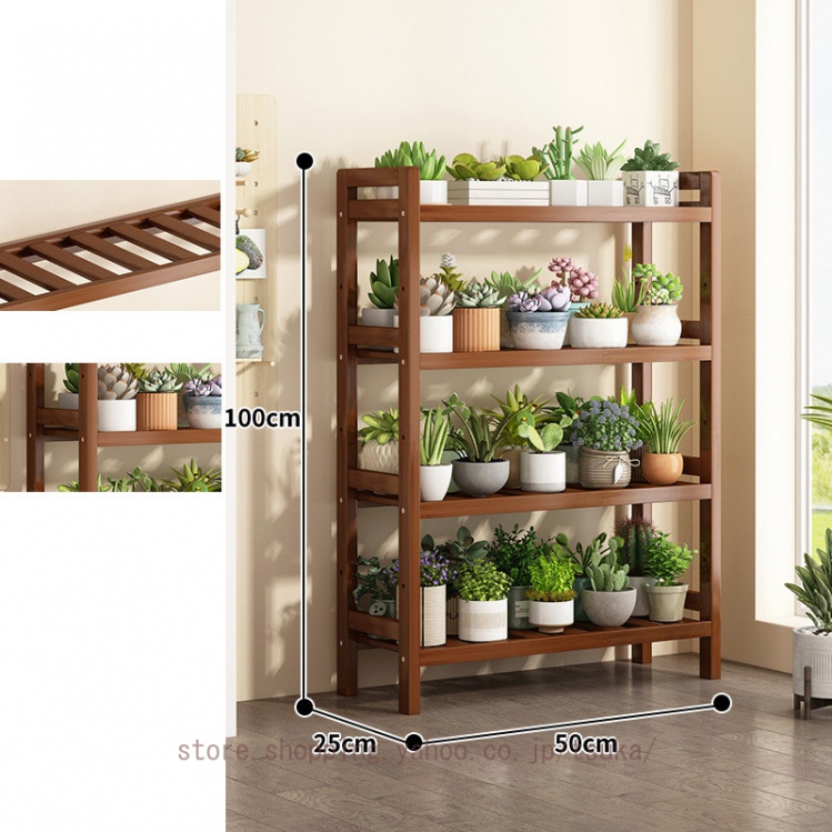 フラワースタンド 室内 屋外 ガーデンラック 4段 天然竹製 フラワー