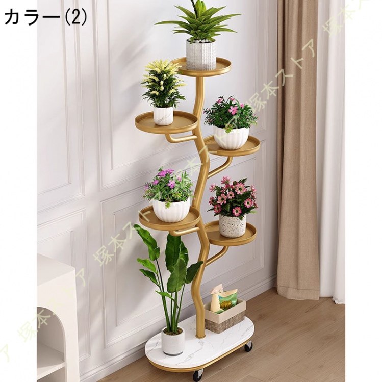 プランタースタンド 観葉植物 花台 鉄製 キャスター付き 室内 花棚 植木鉢置き 省スペース インテリア 植物ラック ポットスタンド 簡単組み立て 園芸ラック_2