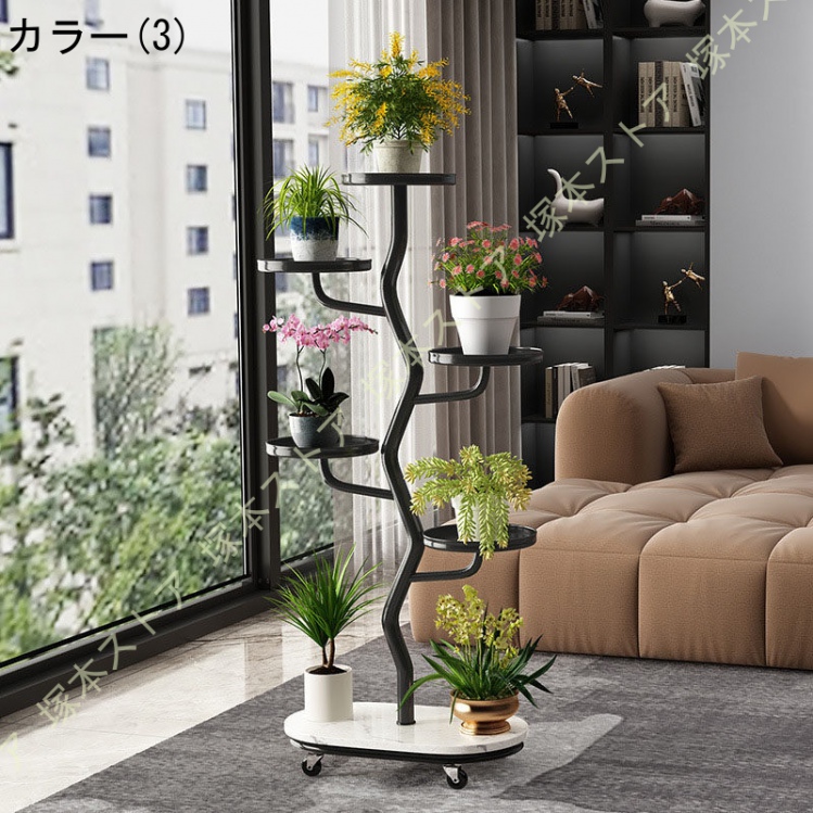 プランタースタンド 観葉植物 花台 鉄製 キャスター付き 室内 花棚 植木鉢置き 省スペース インテリア 植物ラック ポットスタンド 簡単組み立て 園芸ラック_3