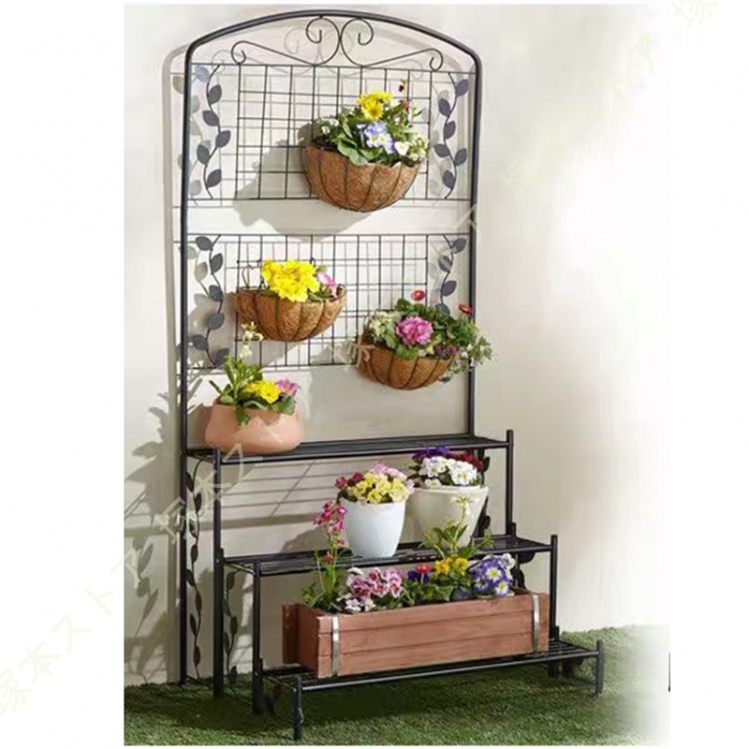 ３個セット 木製ラティスフェンス付きフラワースタンド 2段ブラウン 楽天市場】木製ラティスフェンス付きフラワースタンド 3段ブラウン/3段