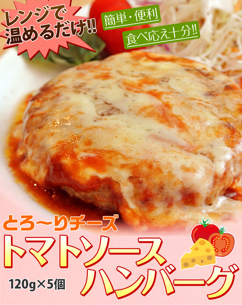 ハンバーグ トマトソース 120g×5個 トマト チーズ 惣菜 お弁当 冷凍 同梱可能 :203s08957:イエノミドットコム - 通販 -  Yahoo!ショッピング