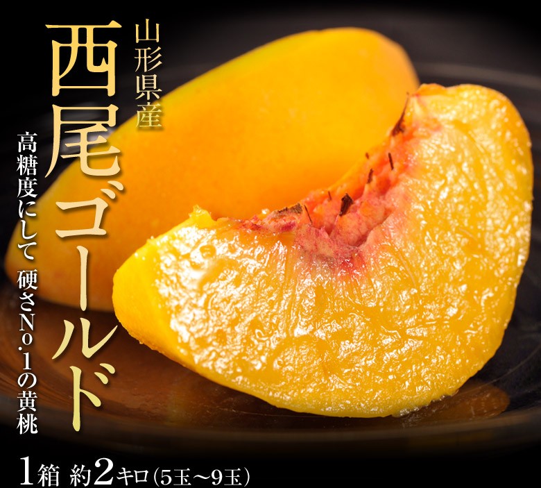 桃 もも モモ 黄桃 かたい桃 山形県産 西尾ゴールド 約2kg (5〜9玉) 秀