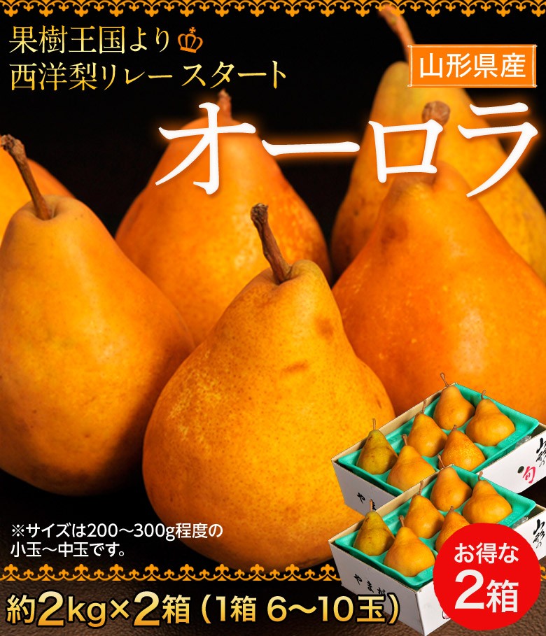 洋梨 洋なし 洋ナシ 梨 なし ナシ オーロラ 山形県産 約2kg 2箱 1箱 6 10玉入 送料無料 3a 豊洲市場ドットコムヤフー店 通販 Yahoo ショッピング