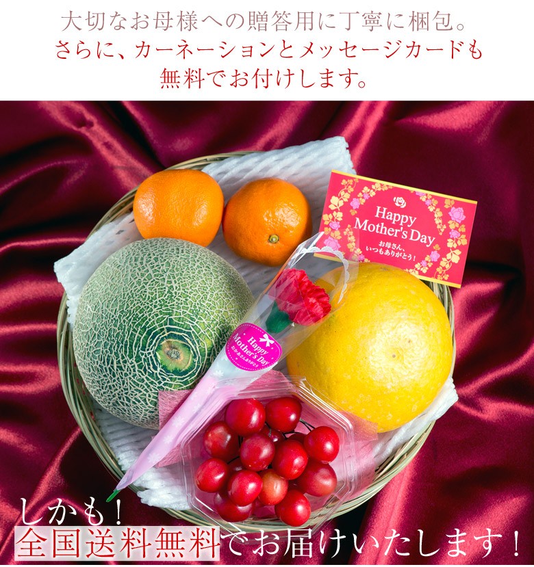 母の日 ギフト 国産フルーツバスケット Silver カゴ盛り 4種 ※常温