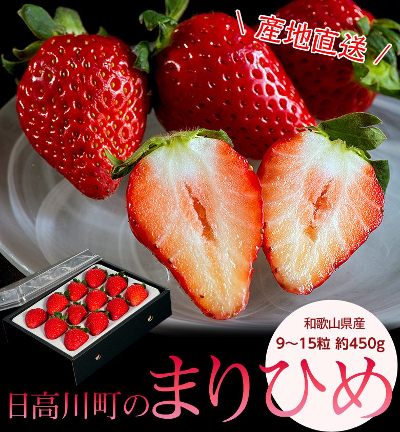 送料無料 いちご 和歌山県産 日高川町の「まりひめ」 約450g 9〜15粒入 ※冷蔵 :203z08632:豊洲からの直送便 ヤフー店 - 通販 -  Yahoo!ショッピング