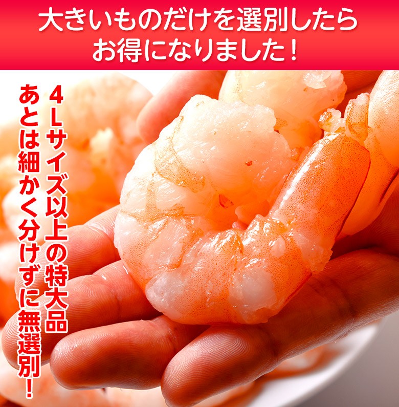 えび むき海老 特大ムキエビ 無選別 1kg 解凍後約800g むきえび 殻なし 背ワタ除去済み エビチリ エビマヨ 簡単調理 冷凍 送料無料  :201z06930:イエノミドットコム - 通販 - Yahoo!ショッピング