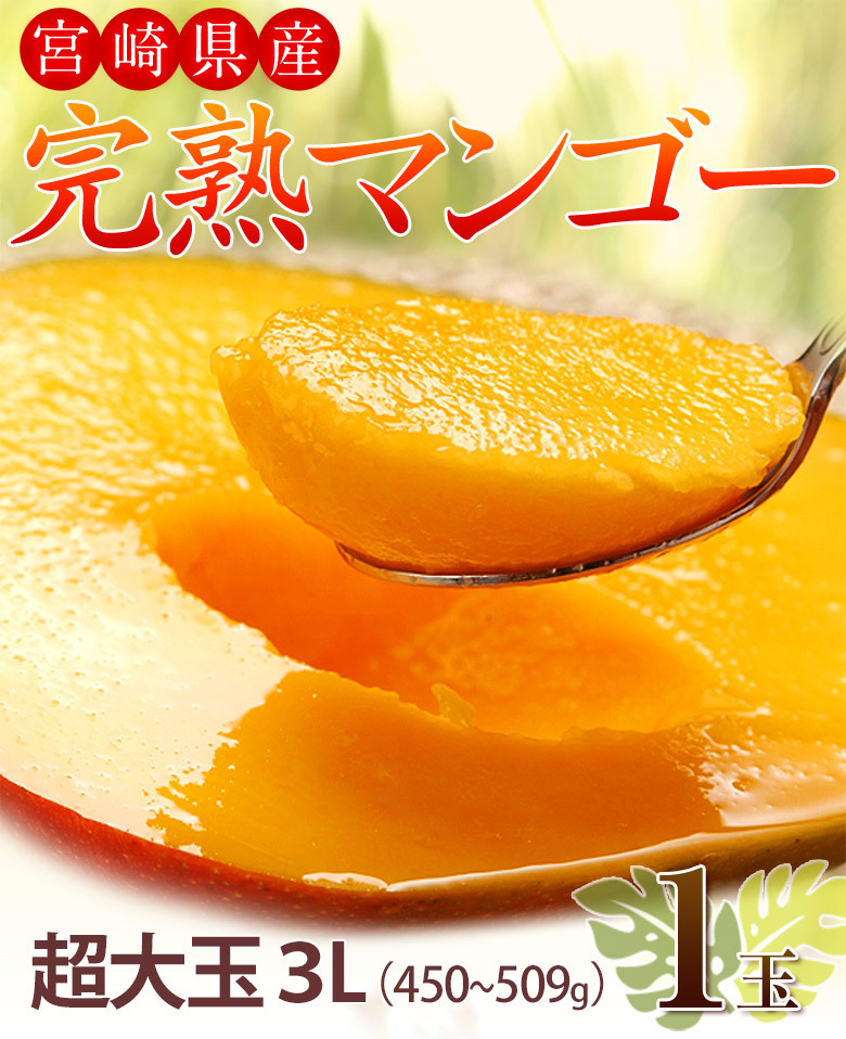 マンゴー 超大玉 みやざき完熟マンゴー 宮崎県産 3L(450〜509g) ×1玉