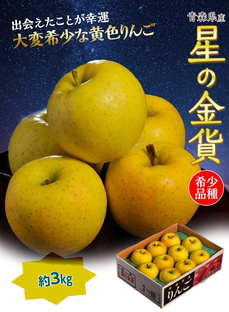 希少なりんご 星の金貨 青森県産 約3kg （9〜13玉） 特Ａ ※常温 送料