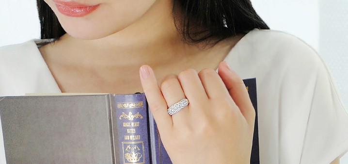 Pt900 1.0ct H-SI ダイヤモンド パヴェ リング 指輪 プラチナ 重ねづけ