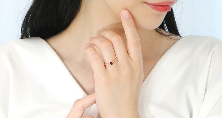 K18 PG 0.22ct ルビー リング 指輪 重ねづけ カラーストーン 一粒 7月
