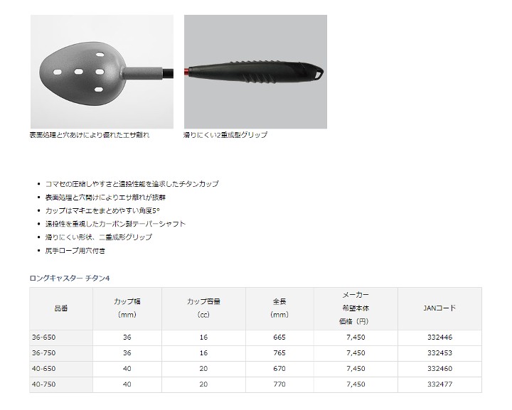 ポイント ダイワ ヨコオネットpaypayモール店 通販 Paypayモール 用品 ロングキャスター チタン４ ３６