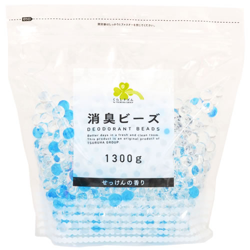 くらしリズム 消臭ビーズ せっけんの香り つめかえ用 (1300g) 詰め替え用 消臭剤 室内 トイレ用｜tsuruha