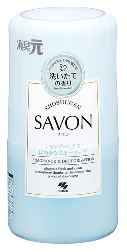 小林製薬 消臭元SAVON シャンプーしたてほのかなブルーソープ (400mL) 室内・トイレ用 消臭芳香剤｜tsuruha