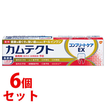 《セット販売》　アース製薬 グラクソ・スミスクライン カムテクト コンプリートケアEX 1400ppm (105g)×6個セット 薬用ハミガキ　医薬部外品｜tsuruha