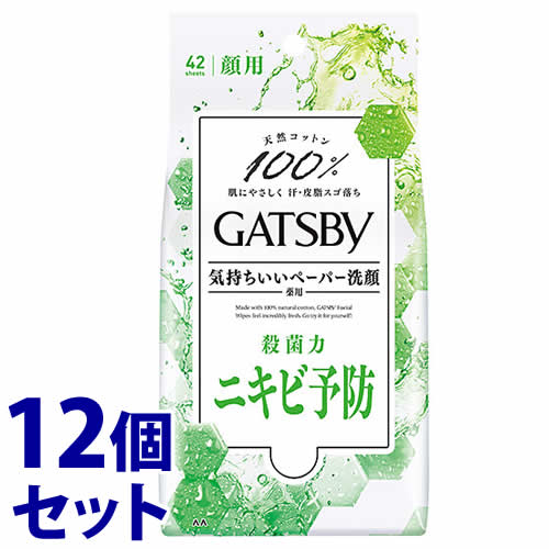 《セット販売》　マンダム GATSBY ギャツビー フェイシャルペーパー 薬用アクネケアタイプ 徳用タイプ (42枚)×12個セット 洗顔シート　医薬部外品　送料無料 | ブランド登録なし
