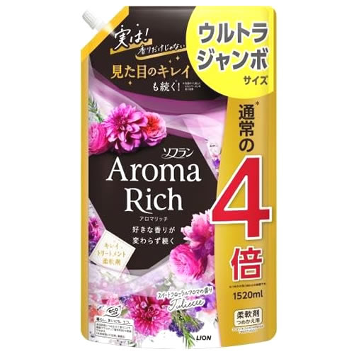 ライオン ソフラン アロマリッチ ジュリエット つめかえ用 ウルトラジャンボ (1520mL) 詰め替え用 柔軟剤｜tsuruha