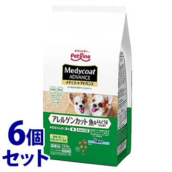 《セット販売》　ペットライン メディコートアドバンス アレルゲンカット 魚＆えんどう豆たんぱく 1歳から (750g)×6個セット ドッグフード　送料無料｜tsuruha