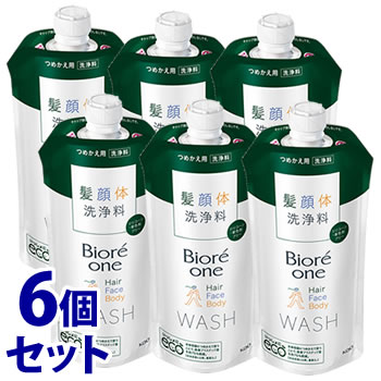 《セット販売》　花王 ビオレ one 全身洗浄料 コンフォートサボンの香り つめかえ用 (340mL)×6個セット 詰め替え用 髪・顔・体 ボディソープ シャンプー 洗顔 | ブランド登録なし