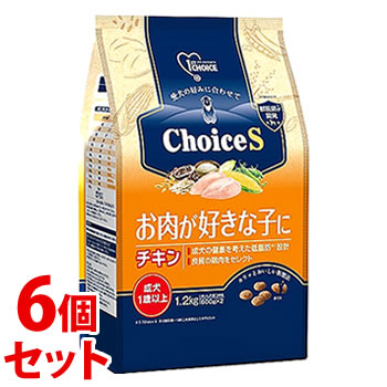 《セット販売》　アースペット ファーストチョイス ChoiceS お肉が好きな子に チキン 成犬1歳以上 (1.2kg)×6個セット ドッグフード　送料無料｜tsuruha