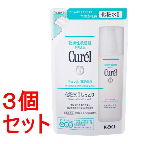 《セット販売》 花王 キュレル　潤浸保湿　化粧水　IIしっとり　つめかえ用×3セット  詰め替え用 (130mL) 医薬部外品 | ブランド登録なし