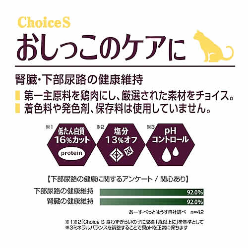 アースペット ファーストチョイス ChoiceS おしっこのケアに 成猫1歳以上 (1050g) キャットフード｜tsuruha｜06