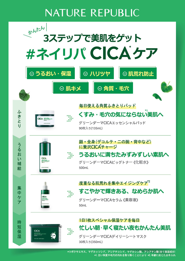ネイチャーリパブリック グリーンダーマ CICA エッセンシャルパッド