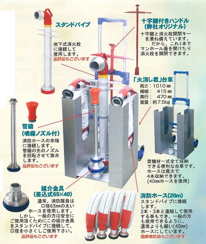 スタンドパイプ 消防ホースセット 火消し君 未検定品 : hks1 : 非常食