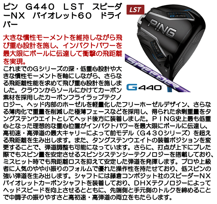 PING（ピン） G440 LST ドライバー スピーダーNX バイオレット 60 右