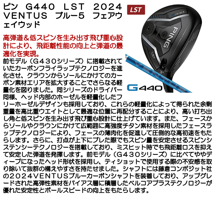 PING ピン G440 LST フェアウェイウッド 2024 VENTUS BLUE 5 右利き用