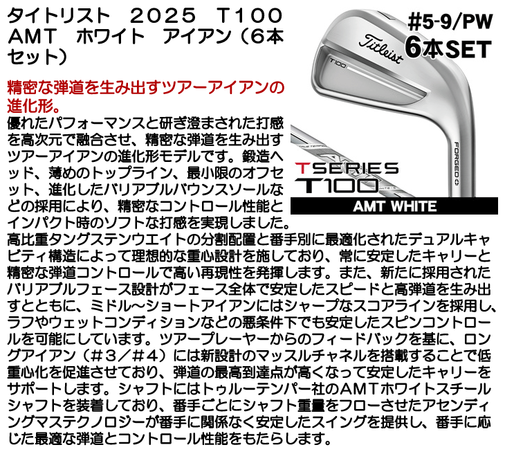 Titleist（タイトリスト） 2025 T100 アイアン 6本セット #5,#6,#7,#8