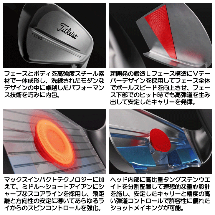 タイトリスト　アイアンセット 6本 ステンレススチール タイトリスト T200 アイアン 6本セット（#5-PW）メンズ 右用