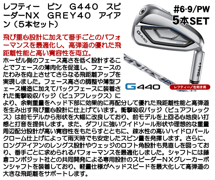 レフティーPING G440アイアンセット6番〜PW
