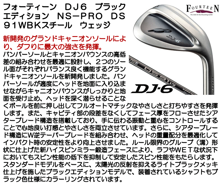 フォーティーン DJ6 ブラックエディション N.S.PRO DS91WBKスチール ウェッジ 日本正規品