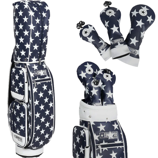 【美品】コンバース　ヘッドカバー付きキャディーバック 新作登場，正規品 コンバース ゴルフ ヘッドカバーセットキャディー