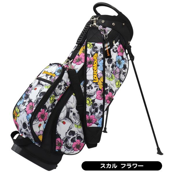 【美品】 Loudmouth キャディバッグ スカルフラワーズ柄 9.5型 LOUDMOUTH（ラウドマウスゴルフ） ☆付属ネームタグ刻印無料☆ラウド