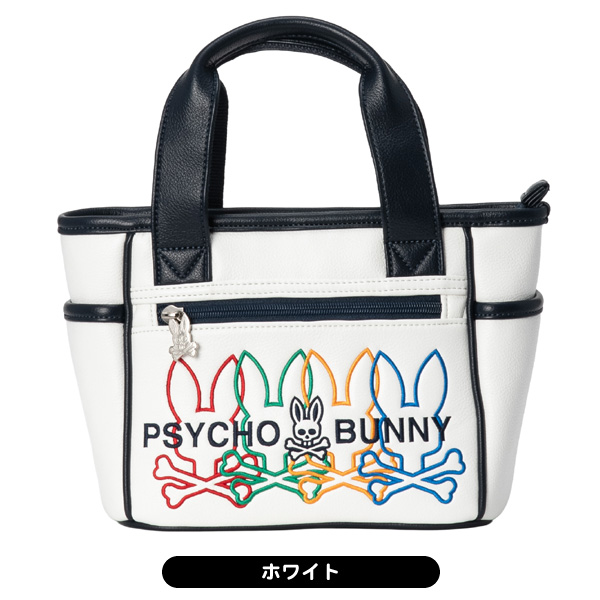 Psycho Bunny トートバッグ ホワイト/ネイビー Psycho Bunny（サイコバニー）の「[サイコバニー] ラウンドバッグ
