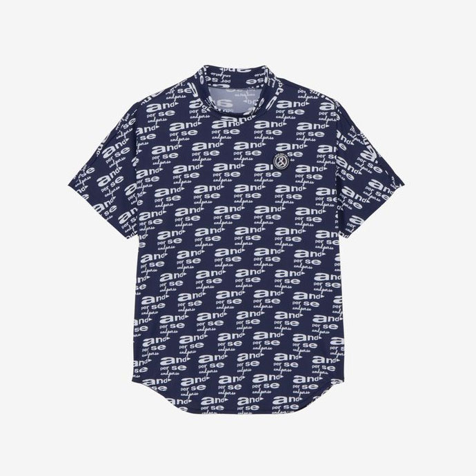 ゴルフウエア レディース アンパスィ COOL is COOL プリンテッド半袖モックネックシャツ 春 夏 26SS_2