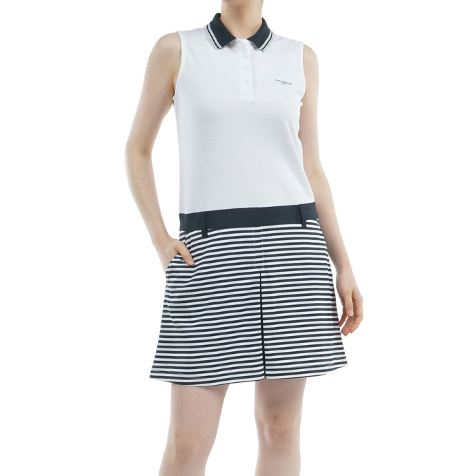【S】 トミーヒルフィガー ゴルフ ノースリーブ コンビシャツワンピース TOMMY HILFIGER GOLF（トミー ヒルフィガー ゴルフ） ゴルフ