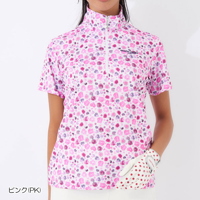 ゴルフ レディース/女性用 マリクレール 半袖ハイネックシャツ 714603
