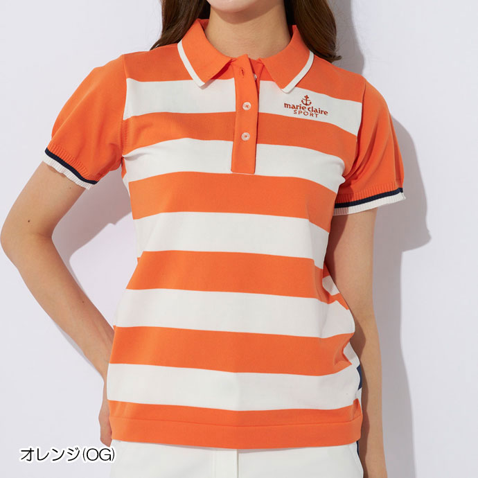 ゴルフ レディース/女性用 マリクレール 半袖軽量ニットシャツ 714637
