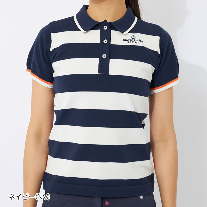 ゴルフ レディース/女性用 マリクレール 半袖軽量ニットシャツ 714637