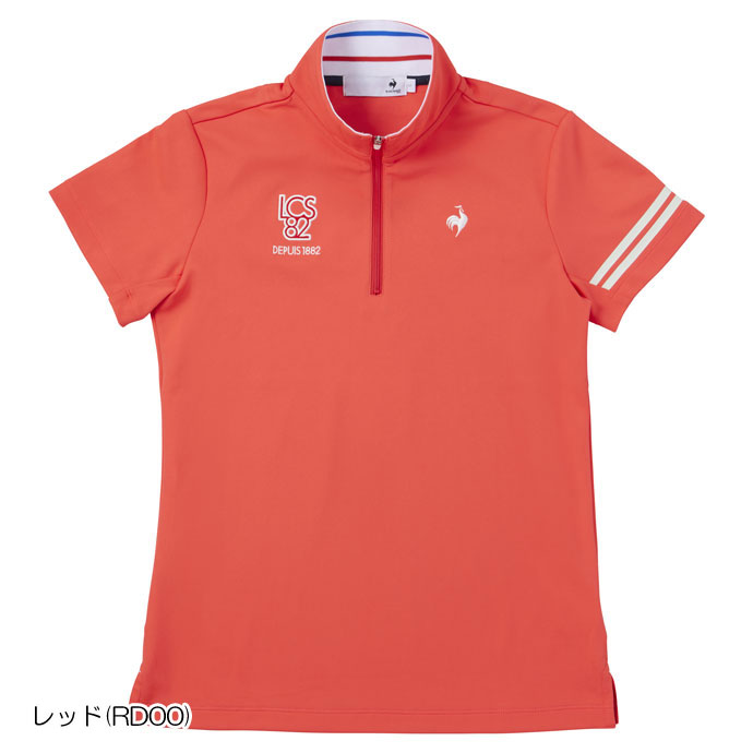 ゴルフ レディース/女性用 ルコック ストレッチフォーサー ハーフジップ半袖シャツ QGWXJA02