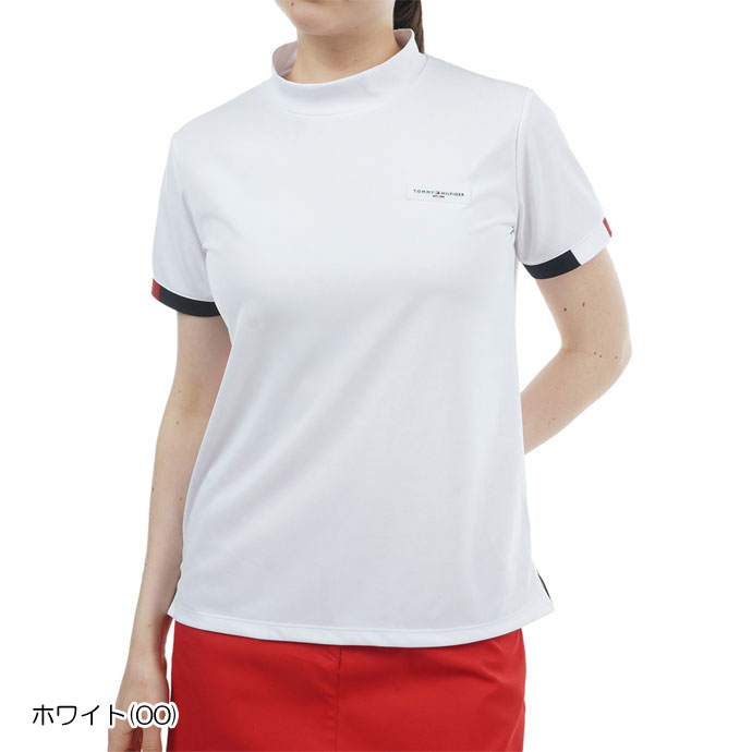 ゴルフ レディース/女性用 トミーヒルフィガー ストライプカフス半袖モックシャツ THLA428