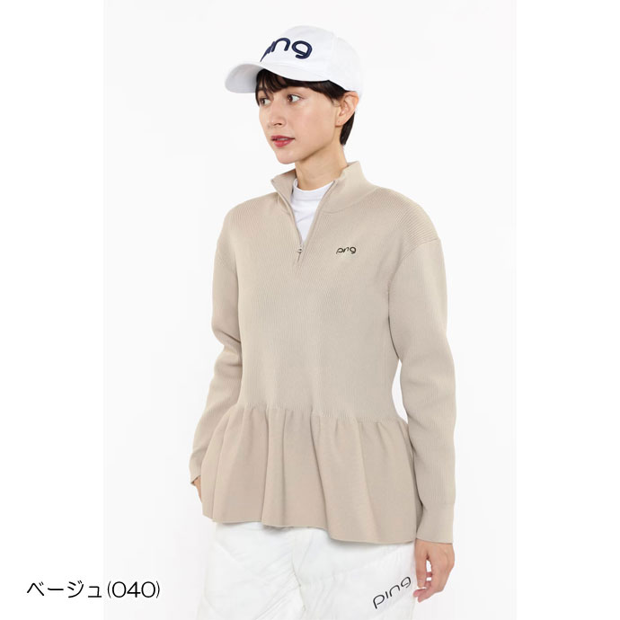 PING（ピン） ゴルフ レディース セーター ペプラムハイネックニット