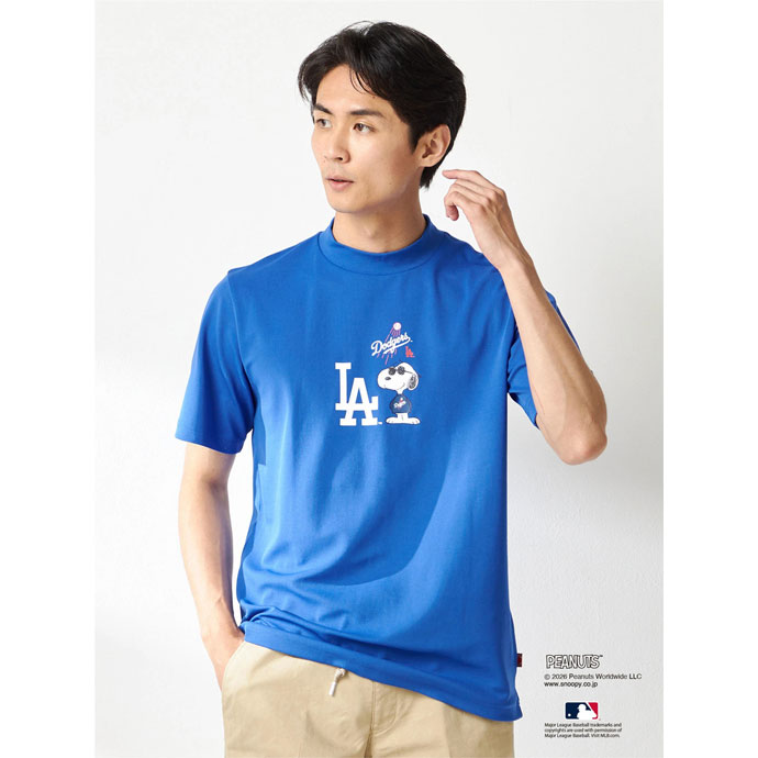 【美品】BTTF MLB ロサンゼルス・ドジャース　モックネック　Tシャツ　S ゴルフ メンズ マクレガー 【PEANUTS×MLB】コラボモックネックTシャツ