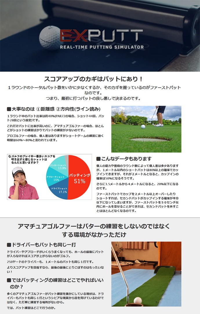 パターゴルフシミュレーター EXPUTT : つるやゴルフ - 通販 - Yahoo