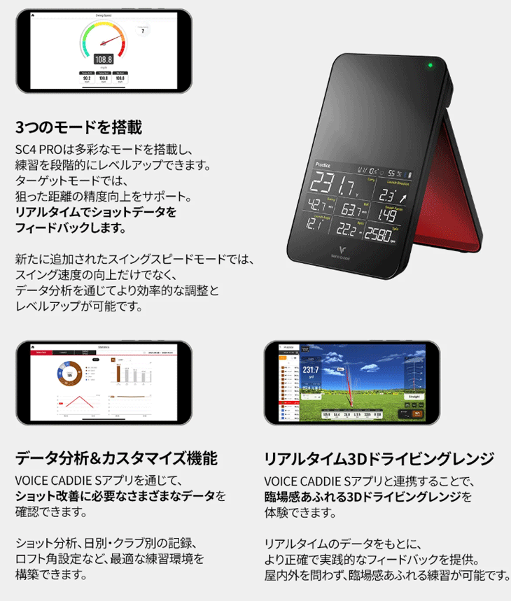 VOICE CADDIE（ボイスキャディ） SC4 PRO プロ ポータブル弾道測定器